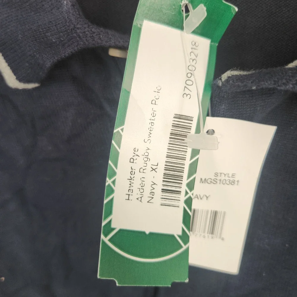 Hawker Rye Aiden Rugby Sweater Polo Navy Blue Mens XL Long Sleeve Cotton Knit
